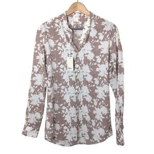 NWT Ingram Italian Linen Cotton Floral Beige Button Down Slim Fit Men Sz EU 40
